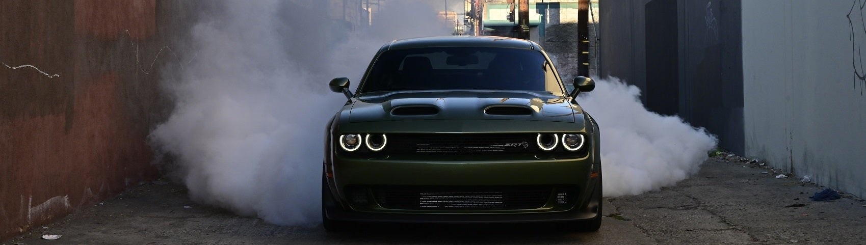 Dodge Challenger parked in an alley